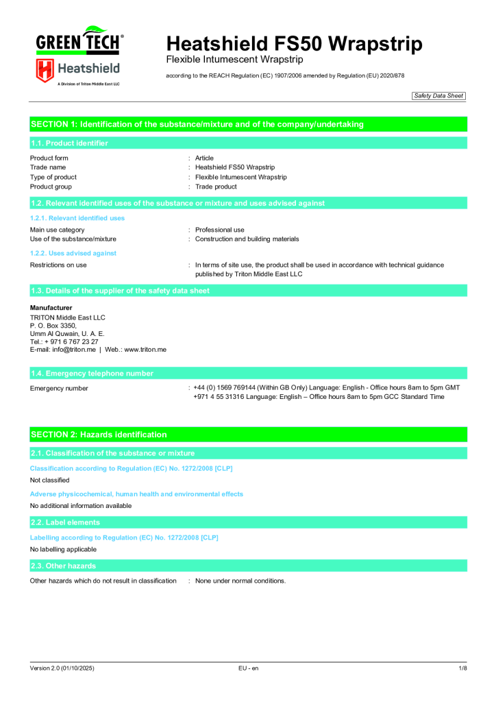 FS50 Safety Data Sheet